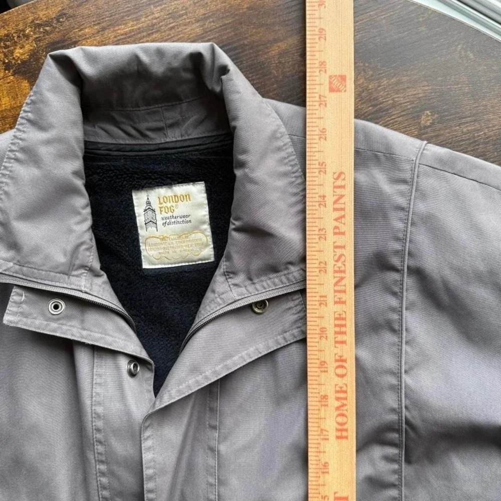 London Fog Gray Lined Jacket Size 42 Reg Classic Zip Coat